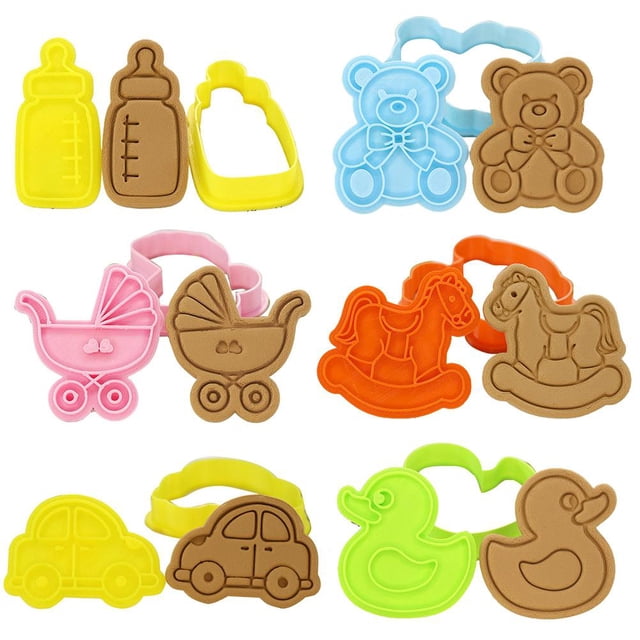 Cortador De Galletas Para Baby Shower, Estampadores 3D De Plástico, Moldes Diy, Decoración De Fondant Para Niños, Herramientas De Cocina Para Fiestas De Cumpleaños 6 Uds. Scienceny HA037095-00