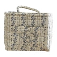 thumbnail image 2 of Cesta de almacenamiento acolchada con estampado floral verde y asas | Bolsa organizadora grande de tela con forro a cuadros, 2 of 8