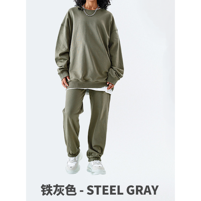Cotton sweatshirt and sweatpants suits Men's and women's spring, autumn and winter hooded sweatshirts, solid color fleece thickened suits Men's sweatshirt suits