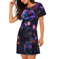 thumbnail image 2 of Easygdp Glowing Chameleon Fantasy Art Camisón de manga corta para mujer, informal, estampado, 2 of 6