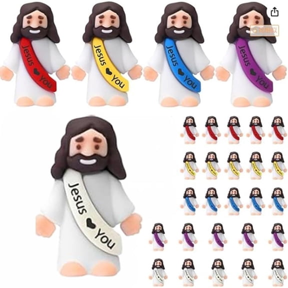 Little Jesus Figures,30 Pack Mini Jesus Figurines Bulk,5 Color Tiny Jesus,Pocket Religious Figures for Hide & Seek Easter Egg Stuffers,Baptism Favors,Sunday School,Church Celebrations Religious Party