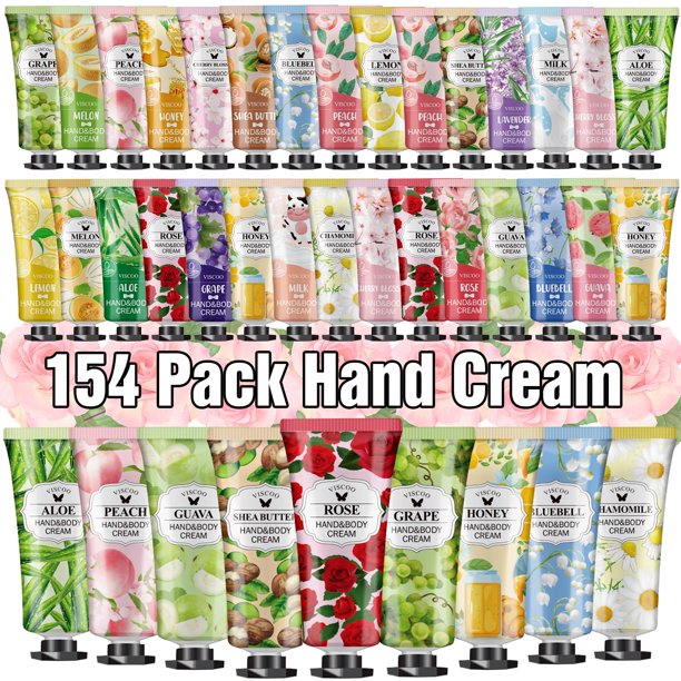 Paquete de 154 Set de regalos de crema de manos para mujeres Regalos de Navidad para mujeres Regalos de agradecimiento Rellenos de medias para adultos Regalos de agradecimiento Loción de manos Tamaño