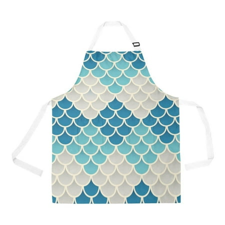 

ASHLEIGH Aprons Fish Scales Apron Women Men Aprons With Two Pockets For Kitchen BBQ Cleaning