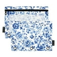 thumbnail image 2 of 2 Pack Pencil Pouch for 3 Ring Binder Smooth Zipper Folders with Pockets Clear Window Pencil Case Blue and White Porcelain Floral, 2 of 6