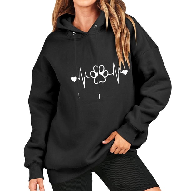 Gibobby Sudadera oversize mujer, Sudadera con Capucha de Tejido Reversible(Negro,CH)