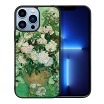 FINCIBO Soft Rubber Protector Cover Case for Apple iPhone 13 Pro Max 6.7" 2021 (NOT FIT iPhone 13 mini 5.4" 2021/iPhone 13 Pro 6.1" 2021/iPhone 13 6.1" 2021), Vase With Pink Roses By Vincent Van Gogh