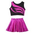 thumbnail image 3 of iiniim Girl's Sleeveless Ballet Dance Crop Top with Glossy Metallic Ruffle A-Line Skirt Hip Hop Jazz Latin Dancewear Hot Pink 12, 3 of 7