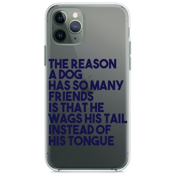 DistinctInk Clear Shockproof Hybrid Case for iPhone 13 Pro MAX (6.7" Screen) - TPU Bumper Acrylic Back Tempered Glass Screen Protector - Dog Wags Tail Instead of Tongue