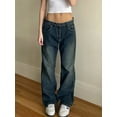 thumbnail image 5 of EMMIOL Women's 90s Vintage Washed Denim Jeans Mid Waist Baggy Boyfriend Fit Wide Leg Pants, 5 of 6