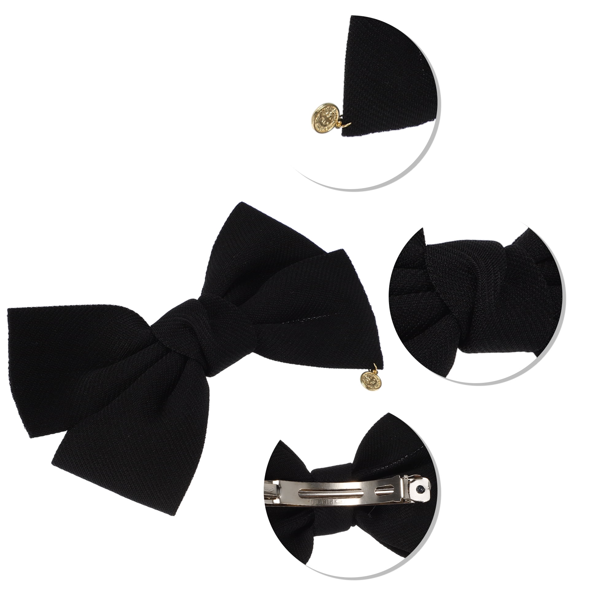 Unique Bargains Classic Bow Hair Clips Hairdo Clip Black