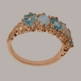 thumbnail image 4 of LBG British Made 14k Rose Gold Natural Aquamarine & Opal Womens Eternity Ring - 33 size options - Size 11.25, 4 of 8