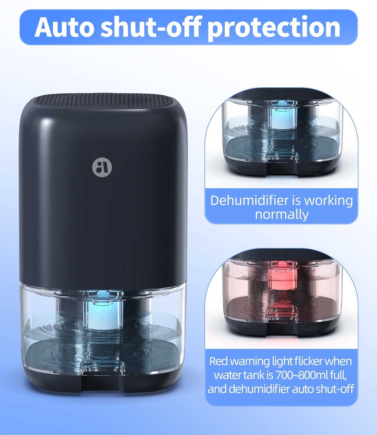 Small Dehumidifier for Home, 280 sq. ft, Quiet with Auto Shut Off, 35 OZ