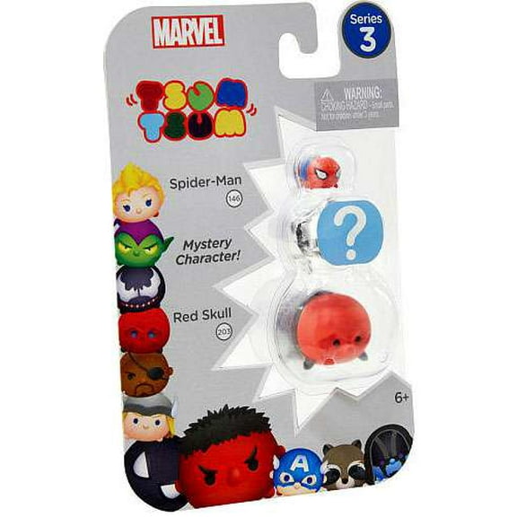 Marvel Tsum Tsum Series 3 Spider-Man & Red Skull Mini Figures, 3 Pack