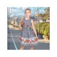 thumbnail image 2 of Sunny Fashion Girls Dress Black White Striped Apple Embroidery Gingham Holiday Casual 4-5 Years, 2 of 7