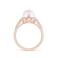 thumbnail image 2 of ANGARA Japanese Akoya Cultured Pearl and Coffee Diamond Halo Ring in 14K Rose Gold for Women | June Birthstone, Birthday, Anniversary, Jewelry Gift for Women | Pearl Ring, 2 of 9