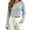 Sky Blue, variant on Women's Loose Casual Lightweight Striped Long Sleeve Knit Crop Top, Ribbed Tee with Relaxed Fit, for Spring Summer Daily Wear or Trendy Street Style Sky Blue
