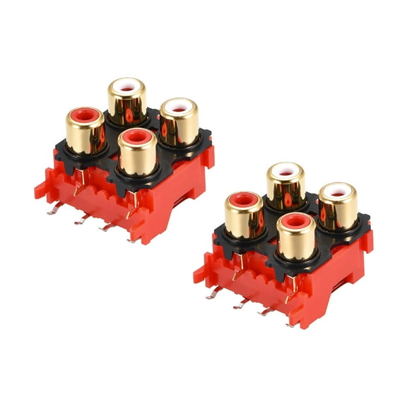AV Concentric Outlet 4 RCA Female Jack 6-Pin Connector Socket Panel Mounted 2Pcs