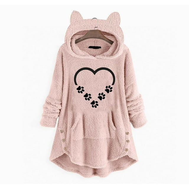 LSLJS Hoodies pour Femmes, Noël Col Rond Imprimé avec Poche Manches Longues Épaissi Manteau Chaud, Hoodies pour Femmes