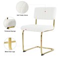 thumbnail image 3 of Modern White Teddy Fabric Dining Chairs (Set of 4) - Gold Legs, Metal Frame - Kitchen/Living Room - 20" - Stylish &amp; Comfortable Seating, 3 of 14