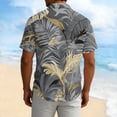 thumbnail image 3 of Gamivast Short Sleeve Shirts for Men Tropical Leaf Print Button Down Shirts Lapel Collar Standard Fit Aloha Shirts Summer Beach Holiday Camp, 3 of 5