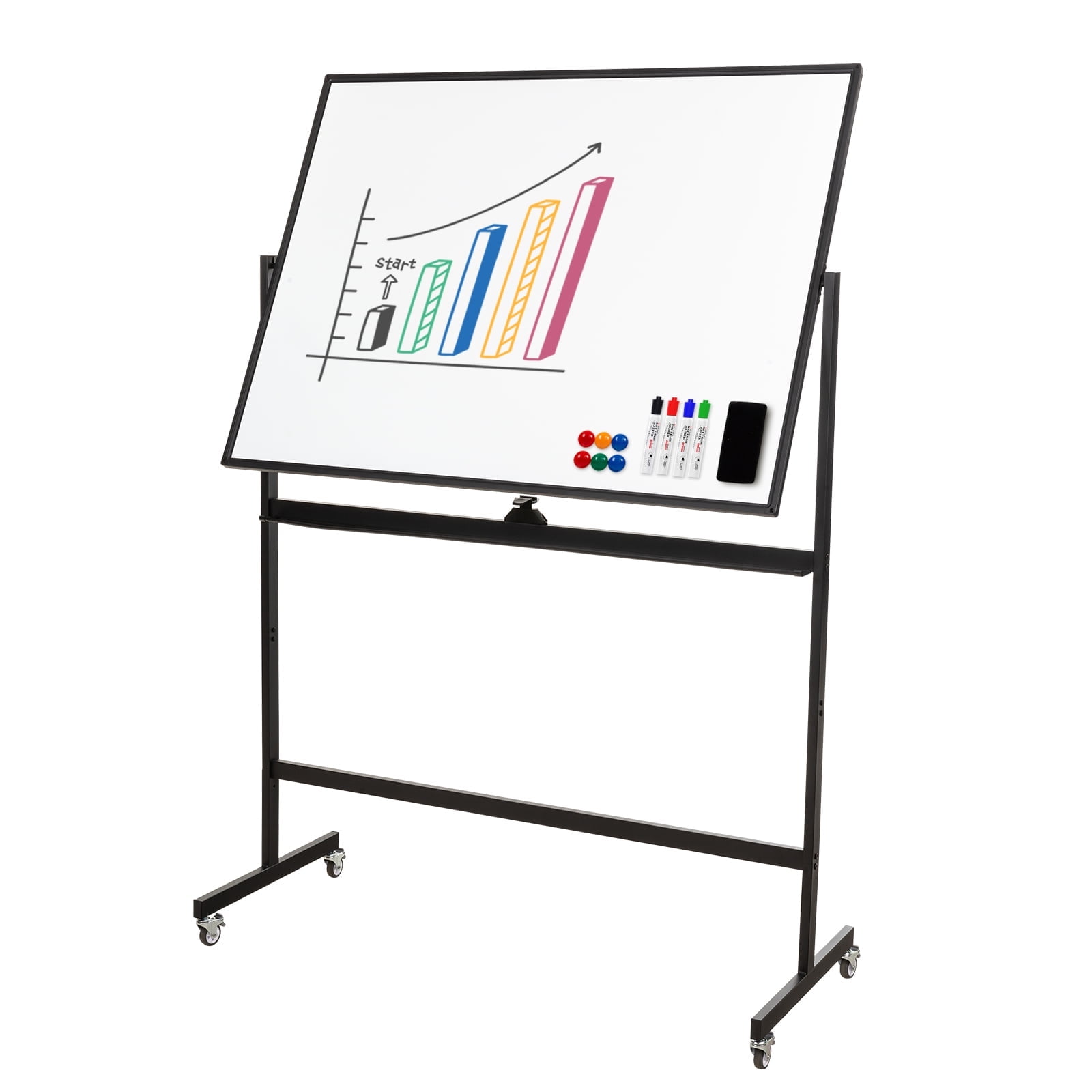 10x10 Double-Sided Magnetic Whiteboard With Stand - Portable Weekly Planner Set