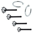 thumbnail image 1 of BodyJ4You 6PCS Nose Rings Studs Hoop 20G Stainless Steel Black Bone Pin Body Piercing Jewelry (0.8mm), 1 of 6