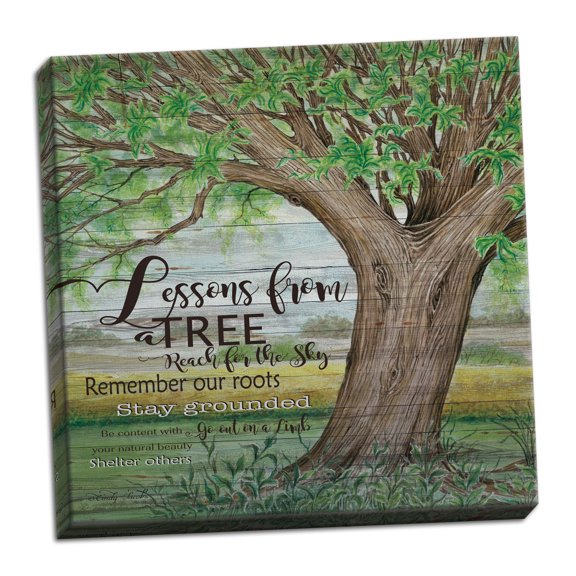 Gango Home Decor Country-Rustic Lessons for a Tree by Cindy Jacobs (Ready to Hang); One 12x12in Hand-Stretched Canvas