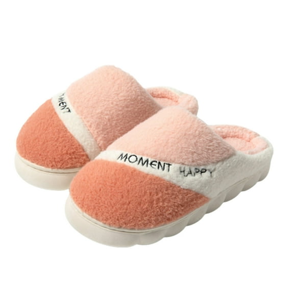 Lovskoo 2024 Women's And Men's Slippers Cotton Slippers Can Wear Outdoors In Fall And Winter Indoor Home Comfortable Thick-Soled Warm Plus Fluffie Slippers Pink