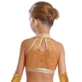 thumbnail image 4 of Haitryli Kids Girls Sparkly Jazz Dance Outfits Sequins Sleeveless Crop Top with Metallic Bell-Bottom Pants Hip Hip Disco Wear Gold 6, 4 of 7
