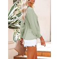 thumbnail image 3 of Bxhd Chemises Boho à Manches Longues pour Femmes, Col en V Profond, Nœud devant, Blouses Peplum, 3 of 4