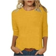 thumbnail image 3 of Summer Fashion Plus Size Womens 3/4 Sleeve Tops Trendy Clothes 2025 Round Neck Loose Up to 65% off!, 3 of 6