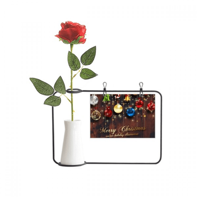 Bombilla de árbol de navidad campana muleta Festival Botella de decoración de jarrones colgantes de flores rosas artificiales