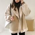 thumbnail image 5 of Women's Faux Shearling Moto Jacket Thick Lined Parka Winter Shearling Coat Leather Jacket with Pockets, 5 of 8