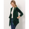 thumbnail image 5 of INSPIRE CHIC Women's Shawl Collar Open Front Pockets Stretchy Velvet Cardigan XL Green, 5 of 5