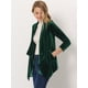 thumbnail image 5 of Cárdigan de terciopelo frontal abierto Allegra K con bolsillo con cuello chal Verde XS, 5 of 6
