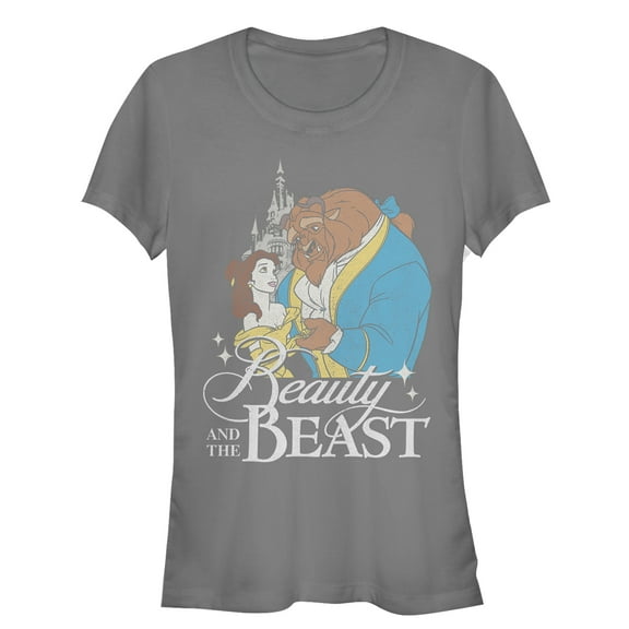 Junior's Beauty and the Beast Classic  Graphic Tee Charcoal Large
