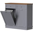 thumbnail image 6 of Tolead Wooden Double Tilt Out Trash Cabinet with Hideaway Drawer, Gray, 6 of 6