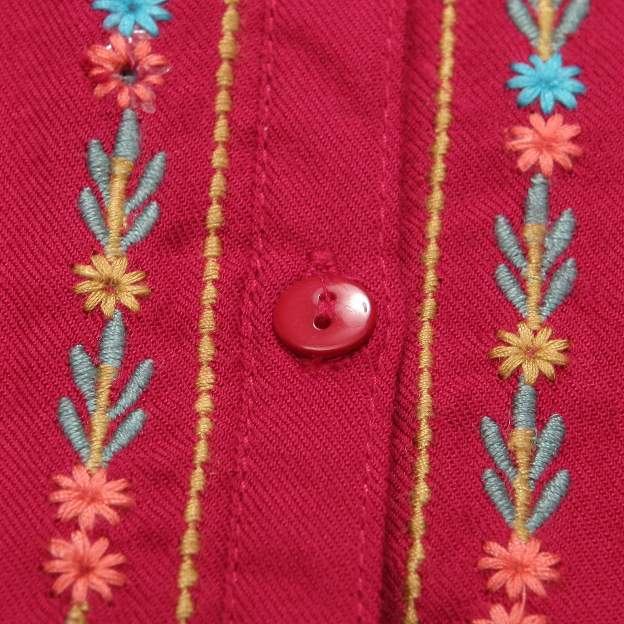 thumbnail image 4 of Girls Red Cotton Ethnic Floral Embroidered Dress 9/10, 4 of 7