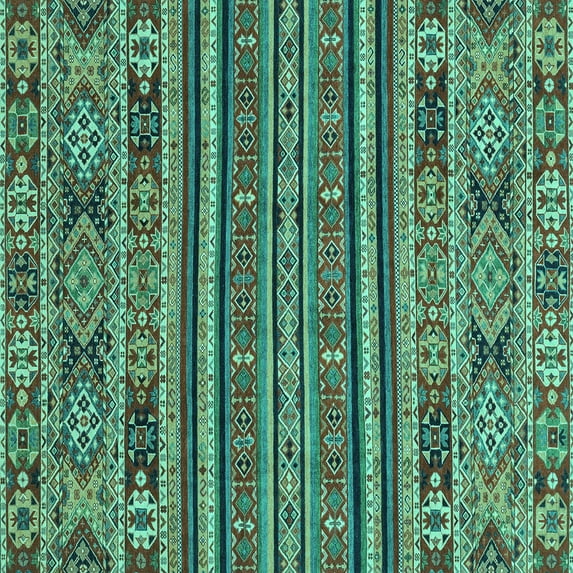 Ahgly Company Indoor Square Abstract Turquoise Blue Modern Area Rugs, 4' Square