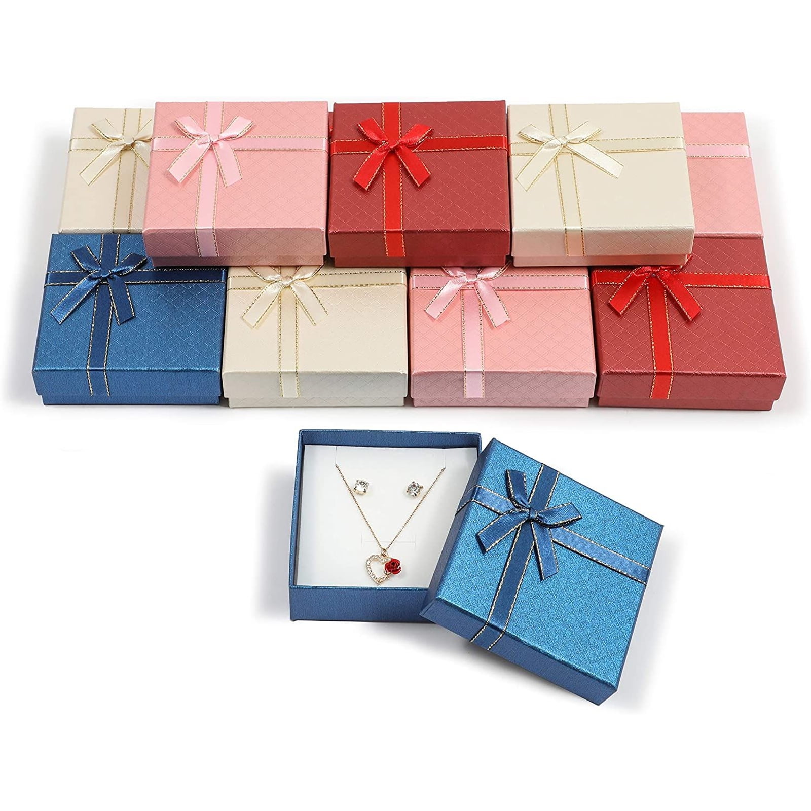 Wholesale 50 Small White Swirl Cotton Fill Jewelry Gift Boxes 17/8 