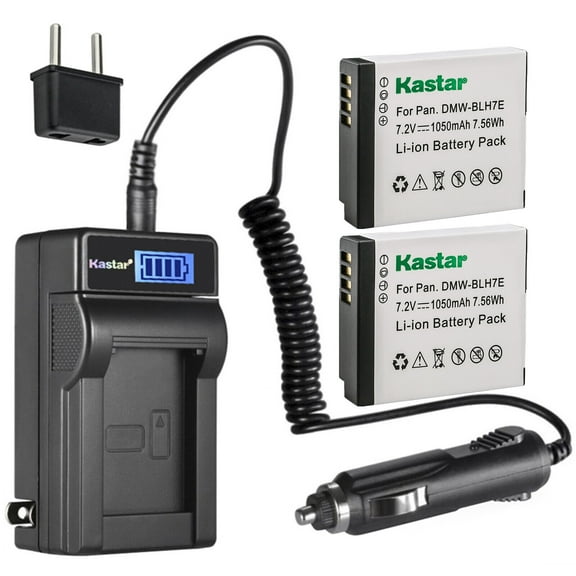 Kastar 2-Pack DMW-BLH7 Battery and LCD AC Charger Compatible with Panasonic Lumix DC-GX800, Lumix DC-GX850, Lumix DC-GF9, Lumix DC-GF9K, Lumix DMC-GM1, Lumix DMC-GM1D, Lumix DMC-GM1K, Lumix DMC-GM1KA