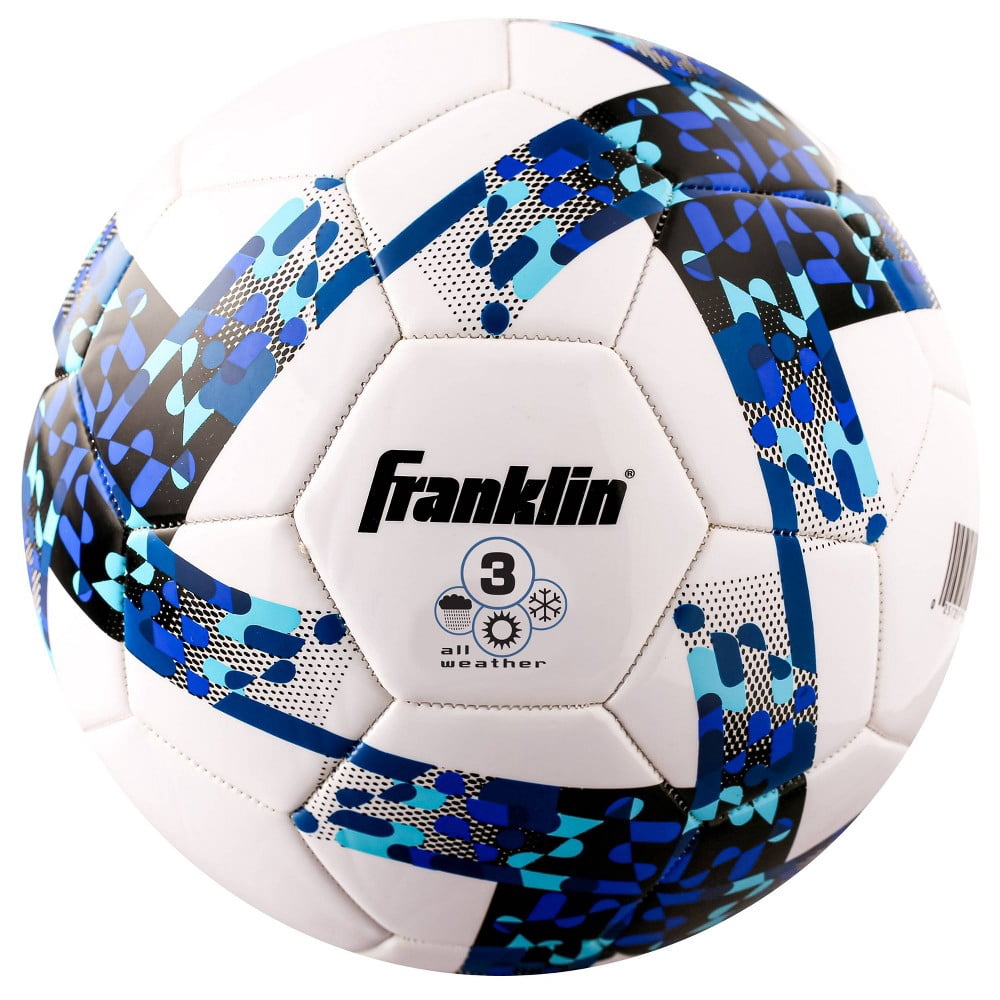 Franklin Sports All Weather Size 3 Soccer Ball Blue White & Black Print NEW
