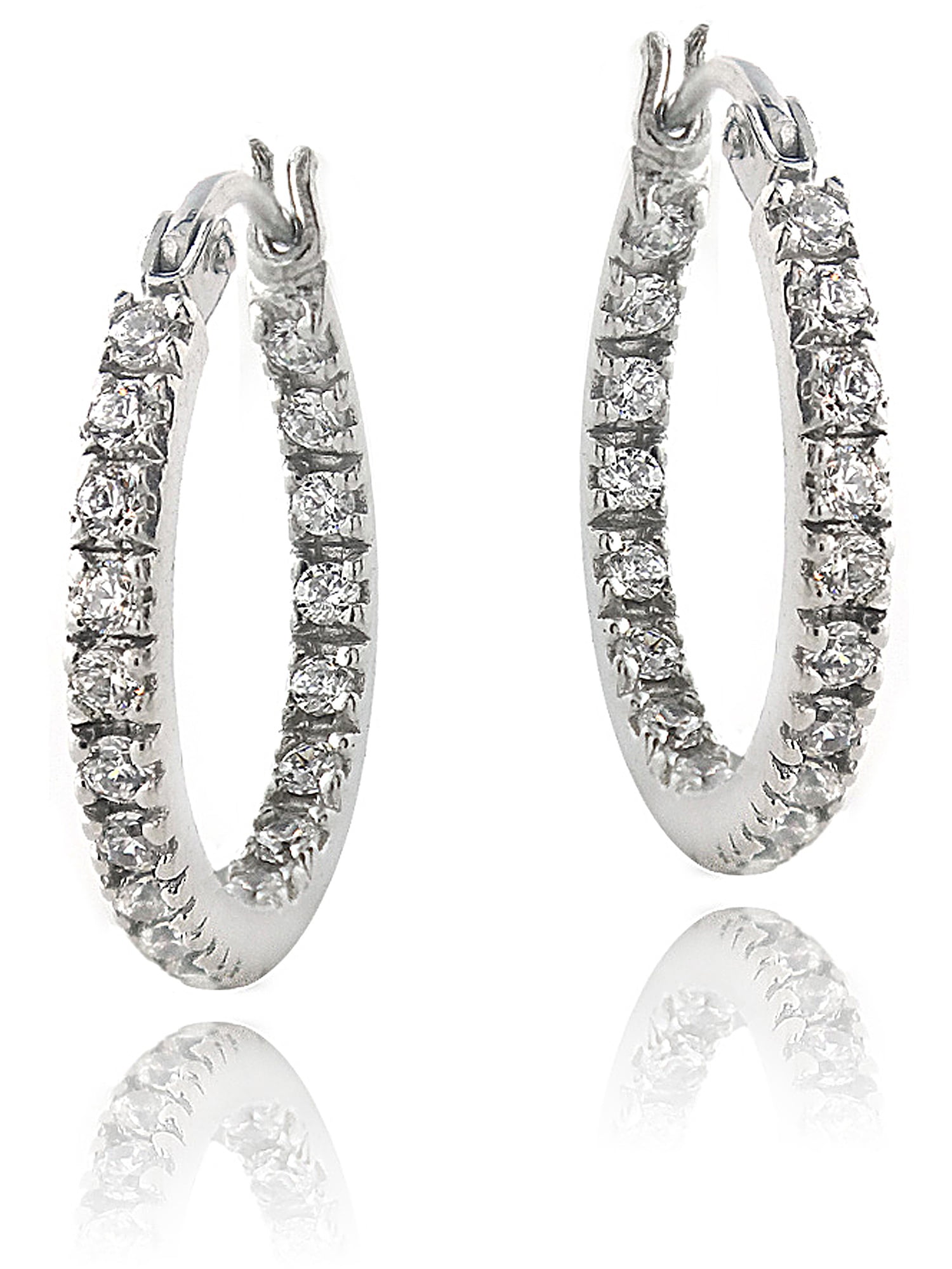 Zirconia Ice Swarovski Zirconia Sterling Silver Hoop Earrings
