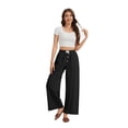 thumbnail image 6 of TEMOFON Linen Pants Women Wide Leg Summer Palazzo Pant Black Palazzo Loose Fit Casual Travel Pants with Pocket 2XL, 6 of 7