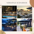 thumbnail image 3 of LAGarden Boho 32 LED 9Ft Wood Market Patio Umbrella with Solar Lights for Bar Hotel Resort Alfresco Dining Rooftop Restauran Navy Blue, 3 of 9