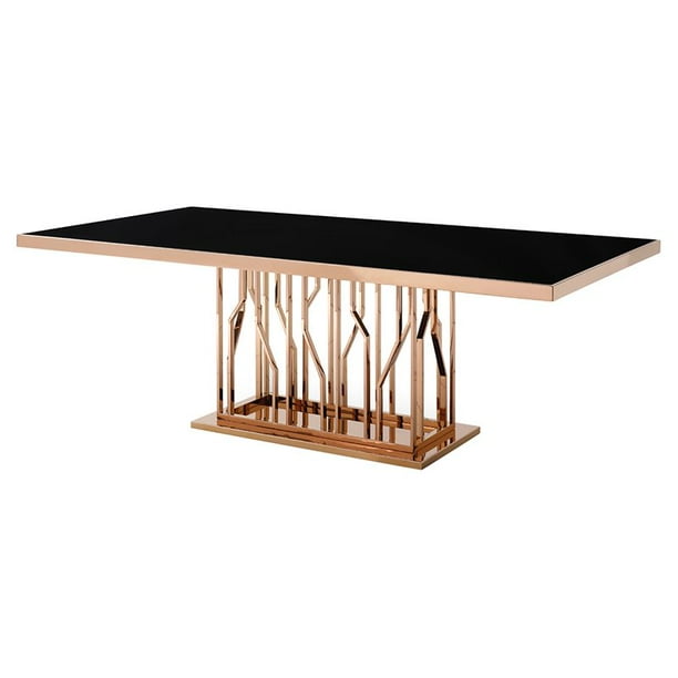 Modrest Marston Modern Stainless Steel & Wood Dining Table in Black