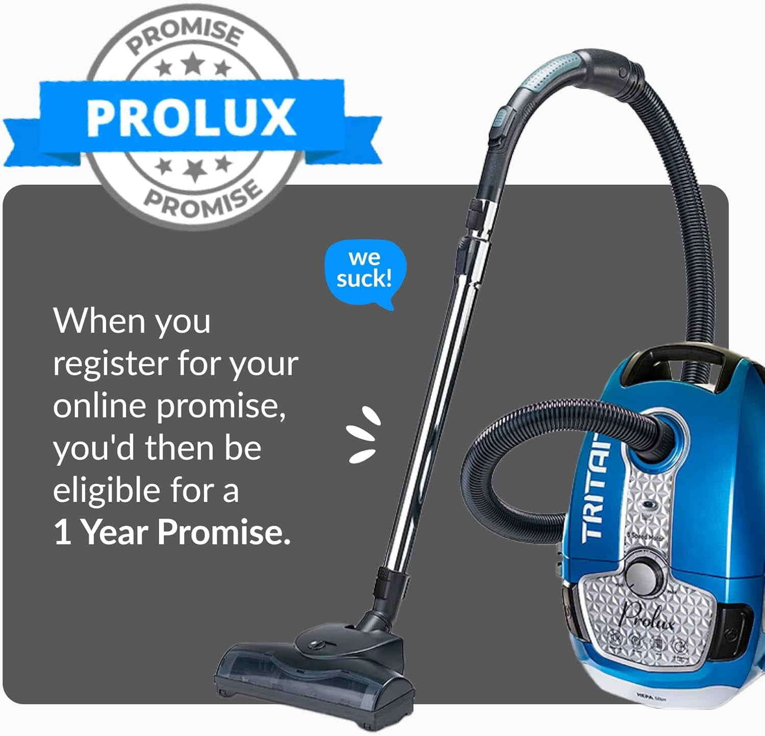 Prolux Tritan Canister Vacuum HEPA Sealed Hard Floor Vacuum With Powerful 12 Amp Motor