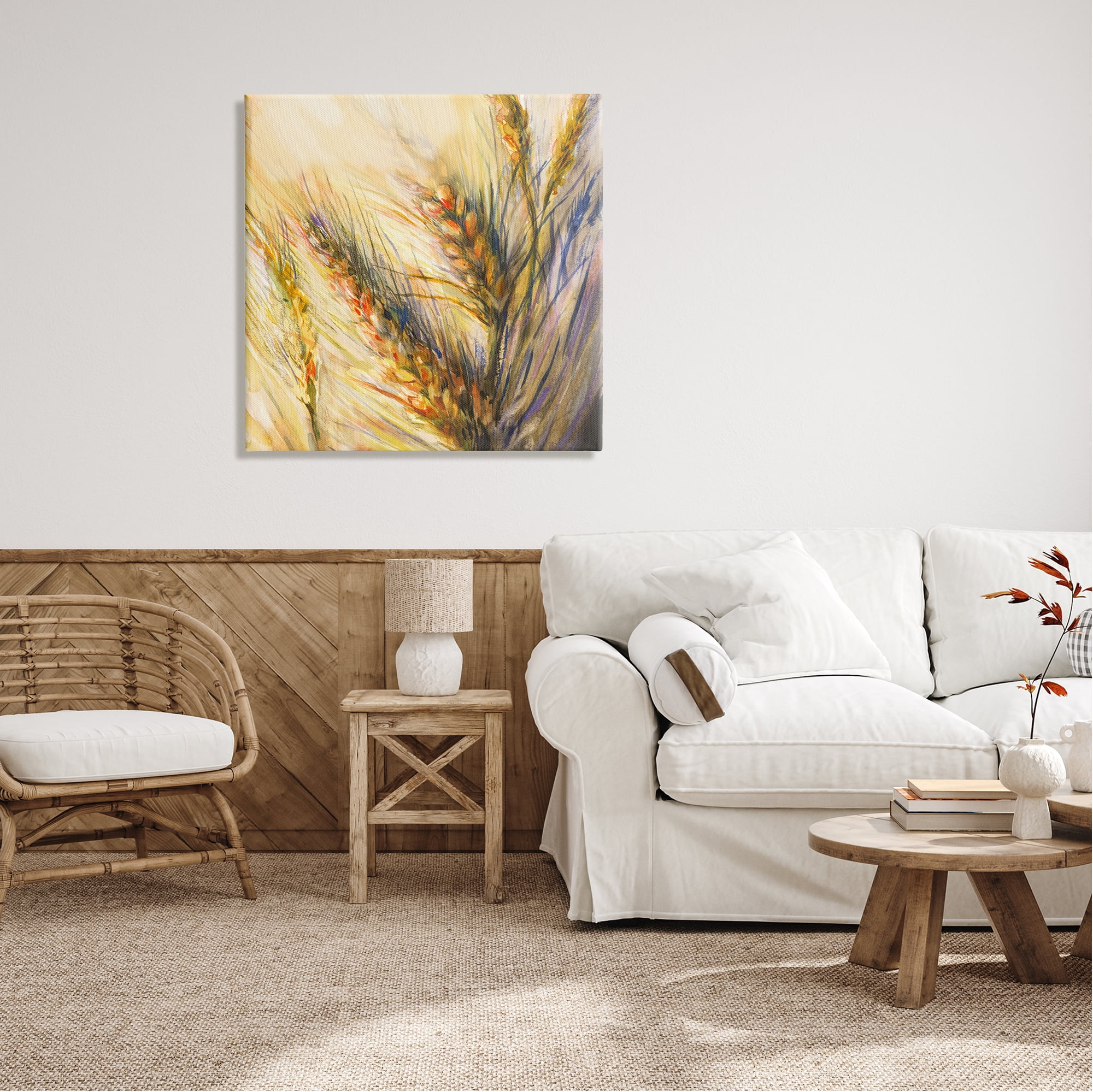 Stupell Industries Autumn Wheat Painting Botanical & Floral Painting Gallery Wrapped Canvas Print Wall Art, 30 x 30