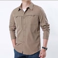 thumbnail image 3 of LWITHSZG Button Down Shirt Men Loose Fit Collared Long Sleeve Shirts Fall Lightweight Going Out Tops Work Casual Outerwear with&nbsp;Pockets, 3 of 3