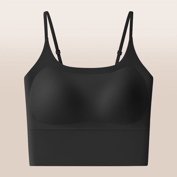 Xdegoge Women's Seamless Scoop Neck Longline Bra with Adjustable Straps, Wireless Padded Support Brassiere Soft Stretchy Underwear for All-Day